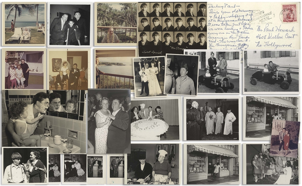 Amazing Trove of 100 Personal Moe Howard Photos -- Family Photos Including His Daughter's Wedding & Three Stooges Photos From the Joe DeRita Era -- Most 5 x 3.5 With Several 8 x 10 -- Very Good